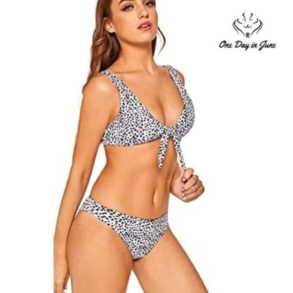 Sweatyrocks Dalmation Tie Knot Bikini Swimsuit Size S - Picture 2 of 4